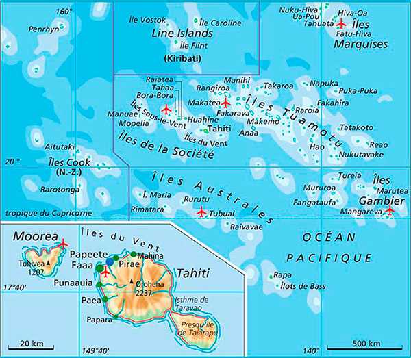 Французская полинезия - главные достопримечательности и карта островов