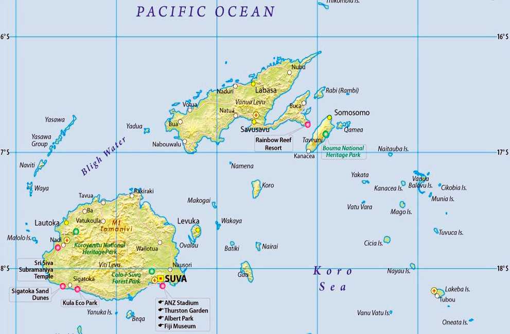 Фиджи где находится - на карте мира, остров в какой стране, море