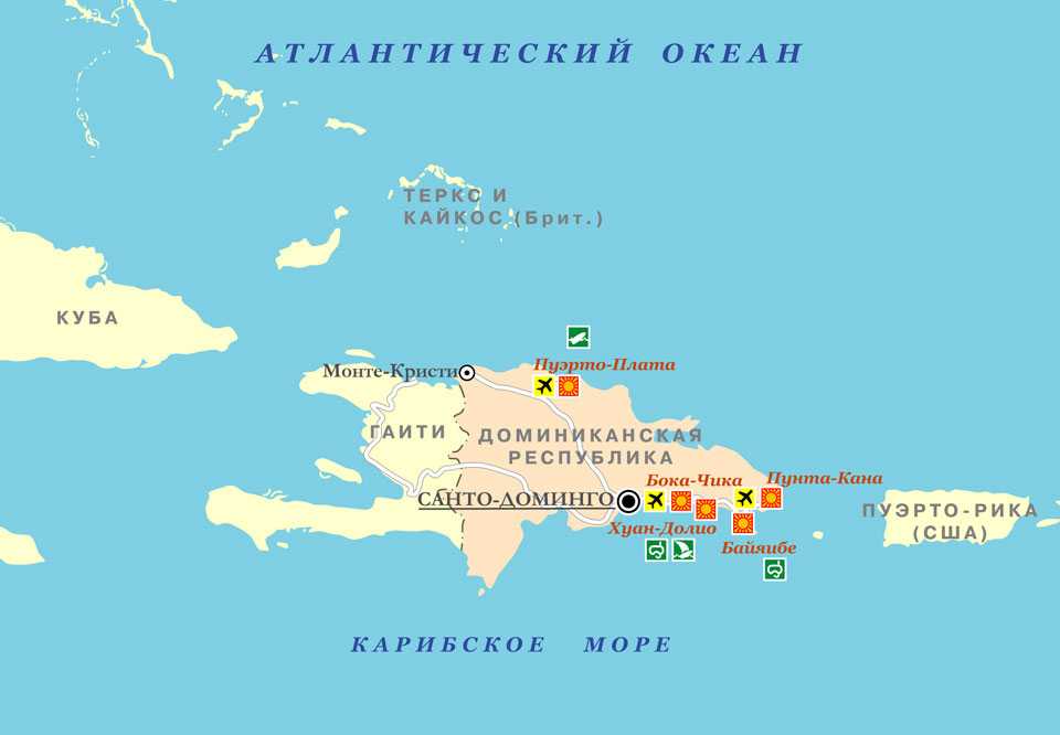 Подробная карта Доминики с отмеченными городами и достопримечательностями страны. Географическая карта. Доминика со спутника