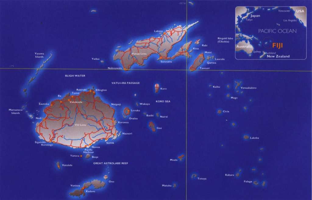 Карты фиджи. подробная карта фиджи на русском языке с курортами и отелями