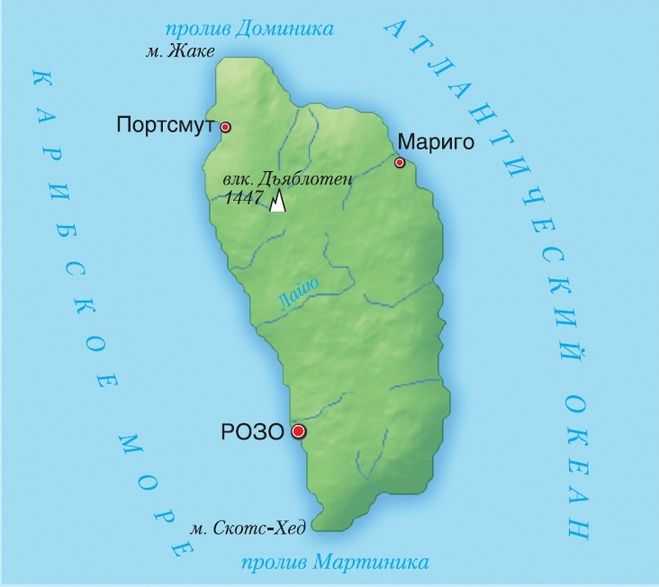 Подробная карта Розо на русском языке с отмеченными достопримечательностями города. Розо со спутника