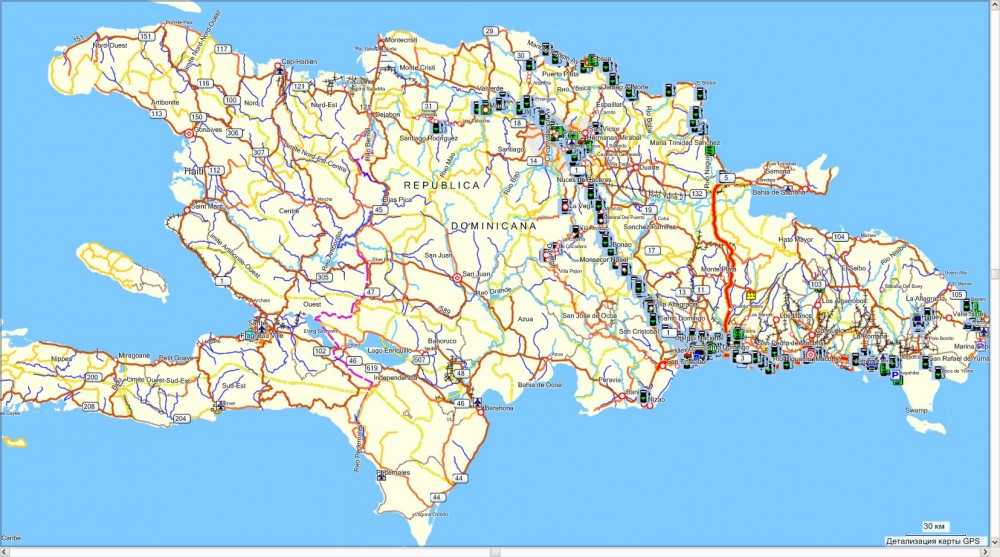 Карта доминиканы. курорты, провинции, рельеф