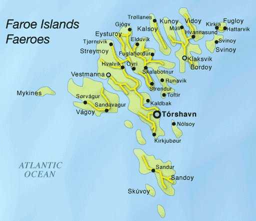 Фарерские острова на карте