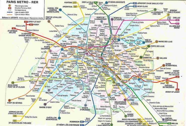 Карта метро парижа