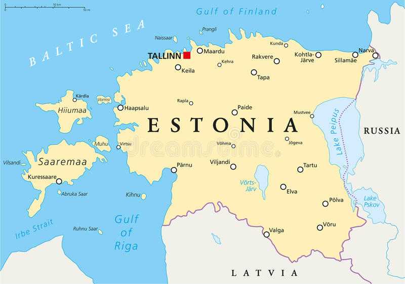 Где находится эстония — на политической карте мира.