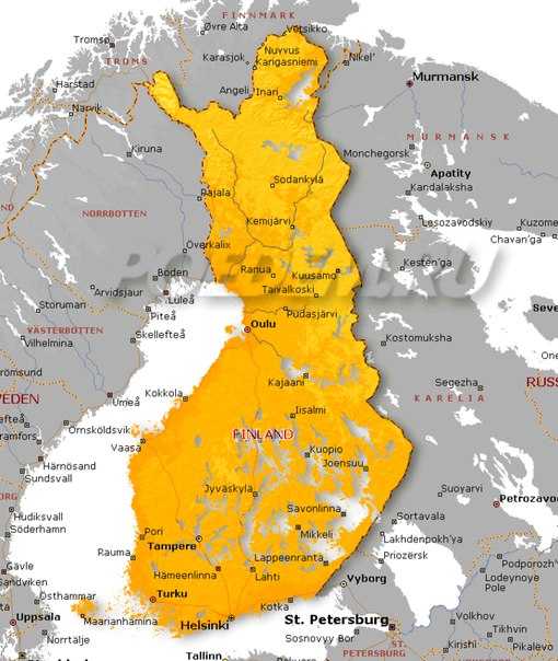 Финляндия туристическая карта