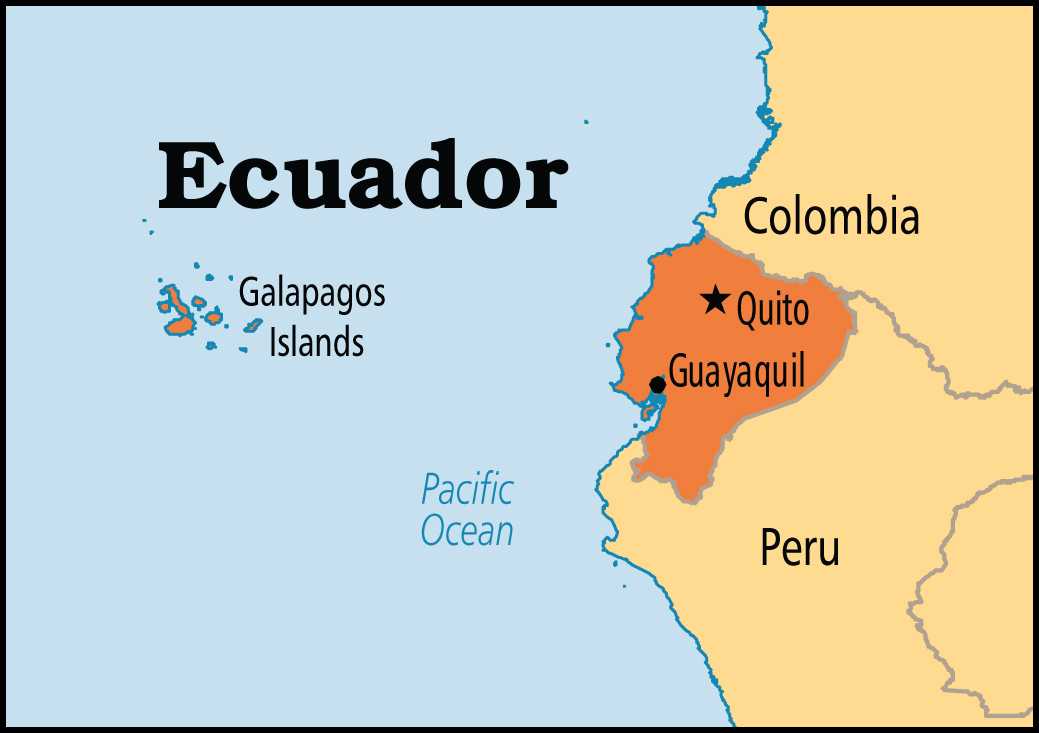 Где находится эквадор — на карте мира. страна и материк.