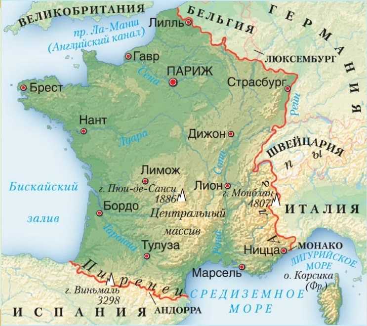 Карта франции на русском языке с городами. франция на карте мира — туристер.ру