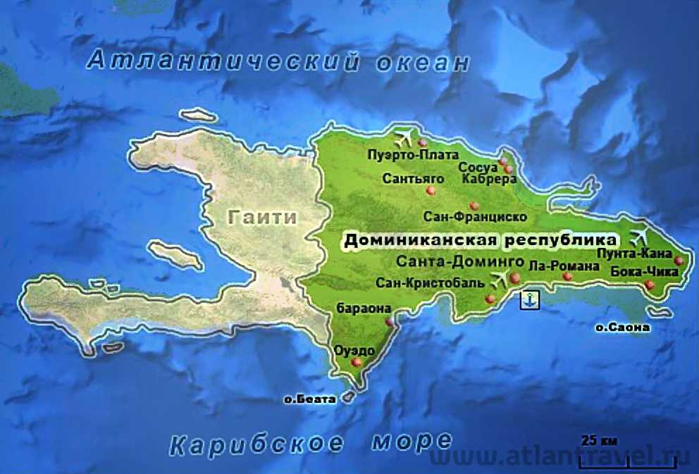 Карта доминиканы с курортами на русском языке, где находится республика? (сезон 2021)